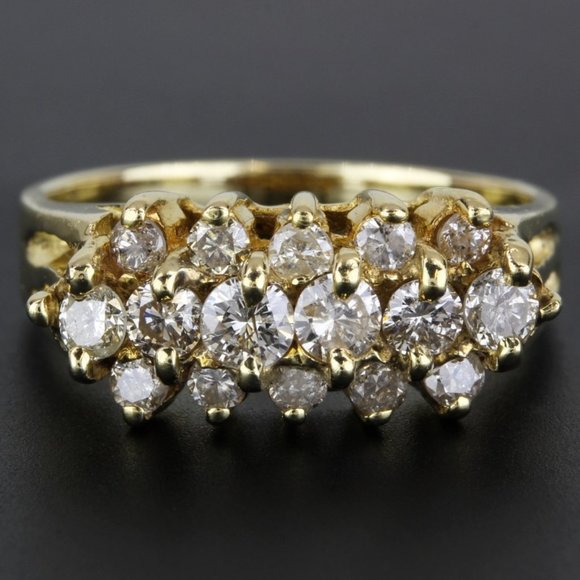 Vintage 14k Yellow Gold and Diamond Anniversary Band / Bridal Wedding Ring